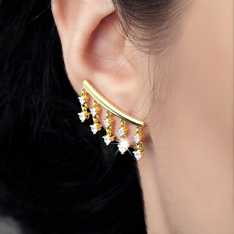 Zilveren oorbellen met zirkonen (M de Luca)