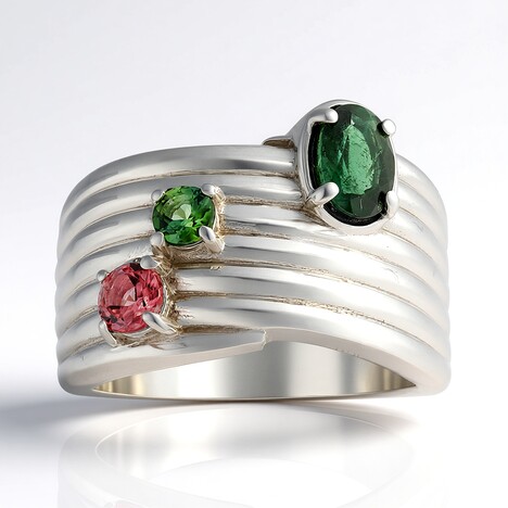 Anello in argento con Tormalina Verde Acqua dal Brasile (Pallanova)