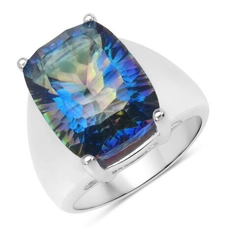 Anillo en plata con Cuarzo Místico azul