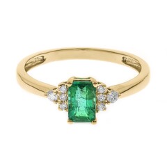 14K AAA Zambian Emerald Gold Ring (CIRARI)