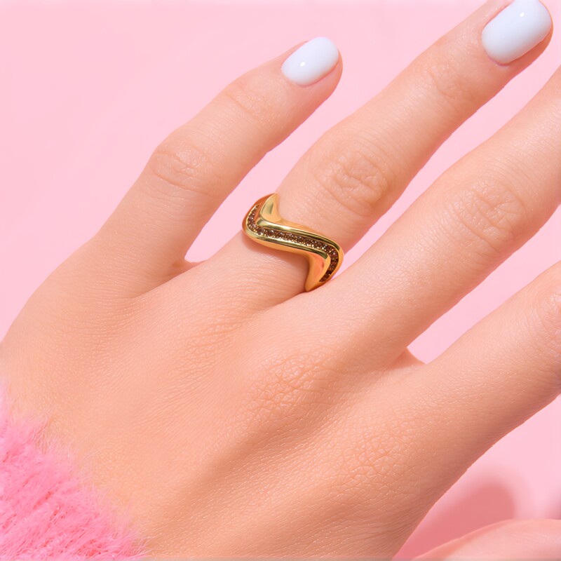 Anillo en oro con Diamante champán I2 (de Melo)