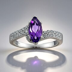 Anello in argento con Ametista Zambiana