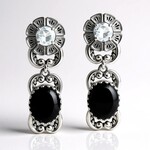 Boucles d'oreilles en argent et Agate noire (Desert Chic)