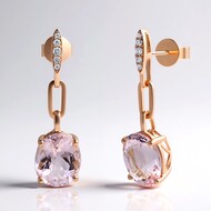 Pendientes en oro con Morganita AAA de Madagascar (CIRARI)