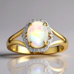 Anello in oro con Opale Bianco Brasiliano