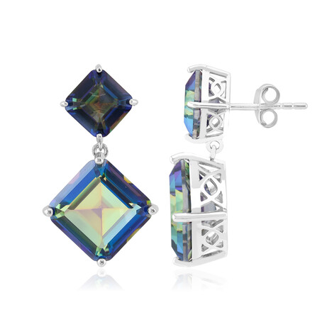 Pendientes en plata con Cuarzo Místico azul