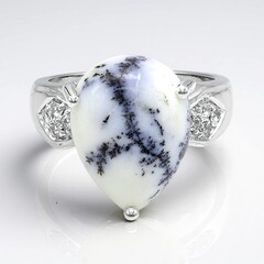 Bague en argent et Agate dendritique