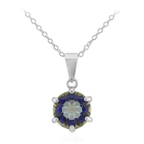 Blauer Mystik-Quarz-Silberhalskette