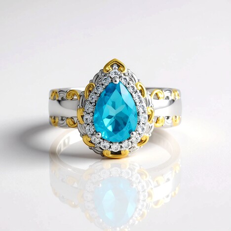 Anello in argento con Topazio Blu Paraiba (Gems en Vogue)