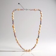 Collier en argent et Perle de culture d'eau douce de couleur pêche (TPC)