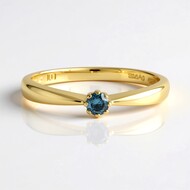 Anillo en plata con Diamante azul I2