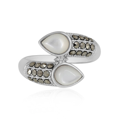 Zilveren ring met parelmoer