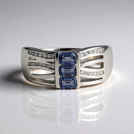 Anello in argento con Zaffiro Ceylon Blu (non riscaldato) (Adela Silber)