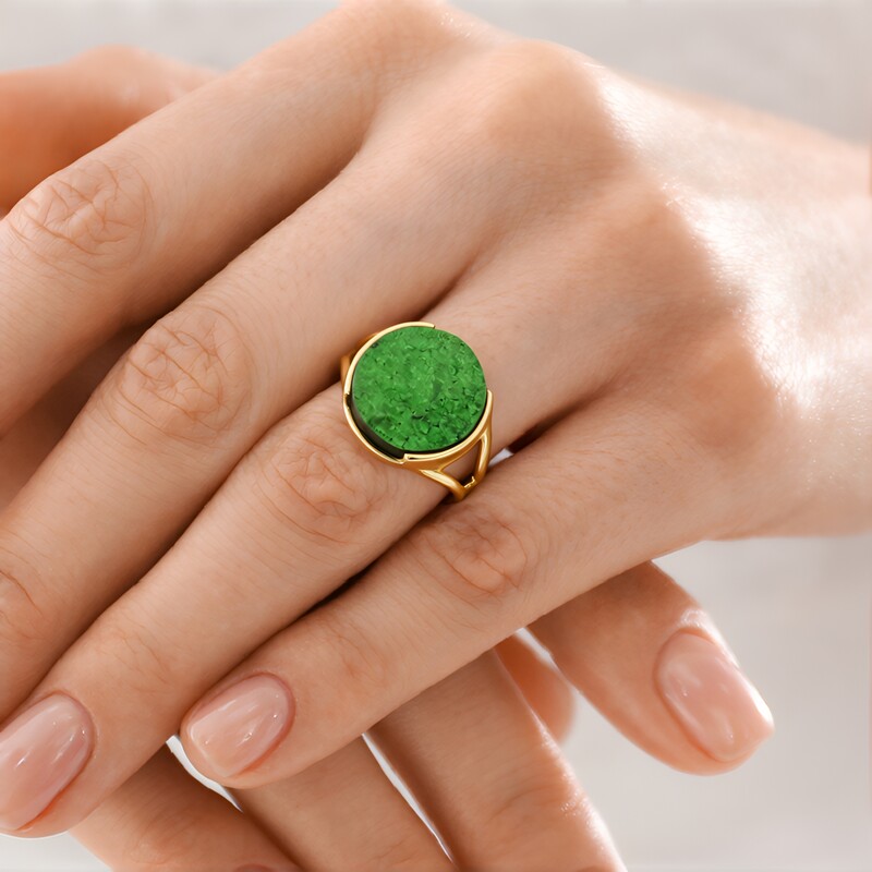 Uvarovite Silver Ring (Bali Barong)