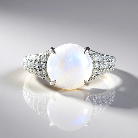 Anello in argento con Pietra di Luna Arcobaleno