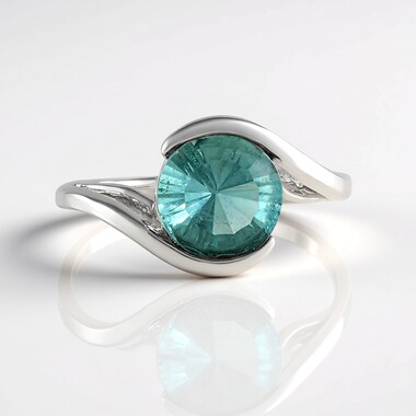 Anillo en plata con Fluorita azul petróleo (MONOSONO COLLECTION)