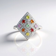 Anello in argento con Zaffiro Fancy