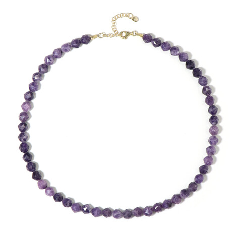 Zilveren halsketting met lepidolieten