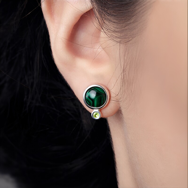 Malachite Silver Earrings