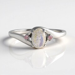Anello in argento con Labradorite rosa Maniry