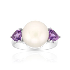 Bague en argent et Perle blanche de culture d'eau douce (Michelle Albala)