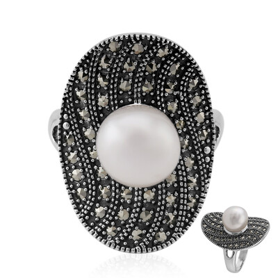 Anello in argento con Perla di Acqua Dolce (Annette classic)