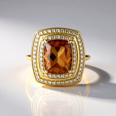 Anello in oro con Pietra del Sole dell'Oregon (AMAYANI)