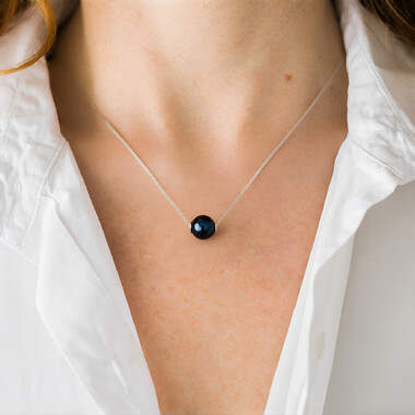 Black Freshwater Pearl Silver Charm (MONOSONO COLLECTION)