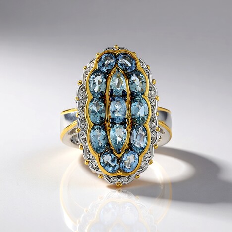 Anello in argento con Acquamarina della Tanzania (Gems en Vogue)