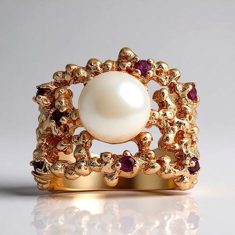 Anello in argento con Perla d'Acqua Dolce Bianca (TPC)