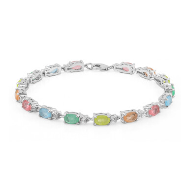 Pink Pastel Quartz Silver Bracelet