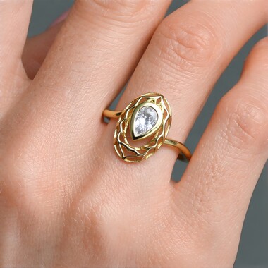 Zirkon-Goldring (Ornaments by de Melo)