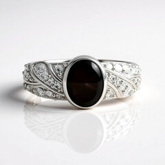 Bague en argent et Saphir étoilé noir (de Melo Essence)