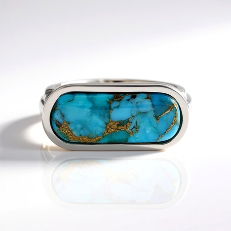Bague en argent et Turquoise bleue cuivrée de Mohave (Faszination Türkis)
