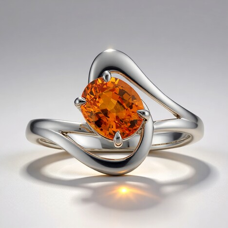 Anello in oro con Zaffiro Arancione Ban Ka Cha
