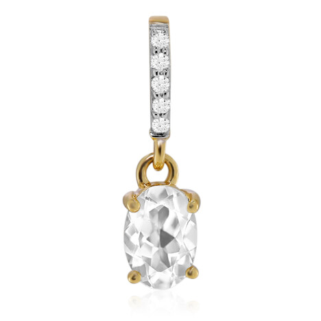 Pendentif en or et Opale hyalite du Mexique