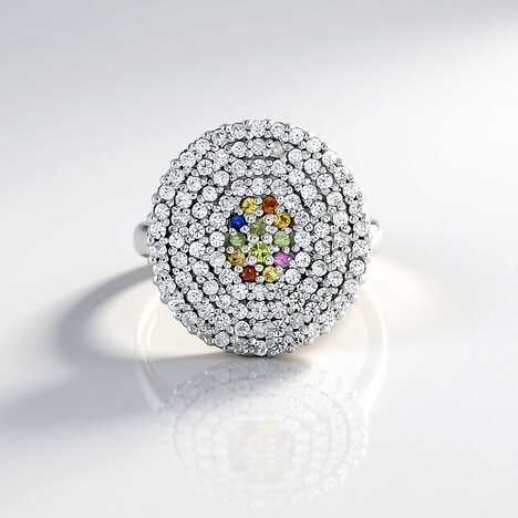 Anello in argento con Zaffiro Fancy