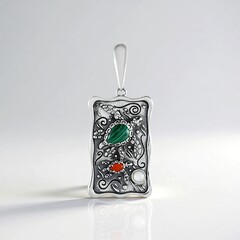 Ciondolo in argento con Malachite (Desert Chic)