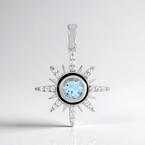 Ciondolo in argento con Topazio Blu Cielo