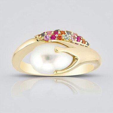 Bague en or et Perle blanche des mers du sud (Michelle Albala)