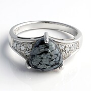 Bague pour homme en argent et Obsidienne Flocon-de-Neige