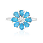 Bague en argent et Apatite bleu néon