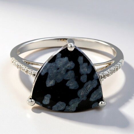 Anello in argento con Ossidiana Fiocco di Neve
