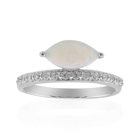 Weißer Opal-Silberring