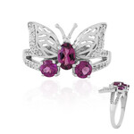 Zilveren ring met een magenta granaat