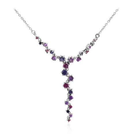 Zilveren halsketting met amethisten