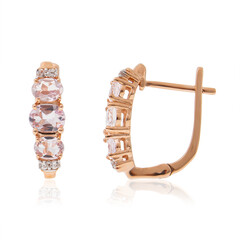 Nicht erhitzter Pinkfarbener Beryll-Goldohrringe