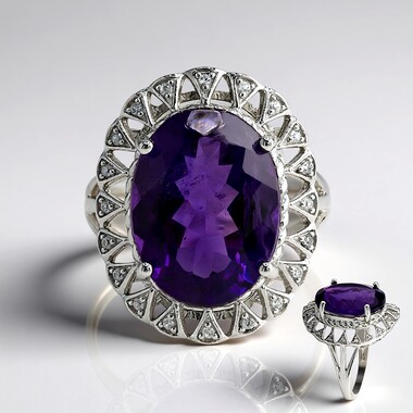 Anillo en plata con Amatista de Marruecos