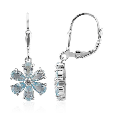 Himmelblauer Topas-Silberohrringe