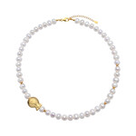 Weiße Süßwasserzuchtperlen-Silberhalskette